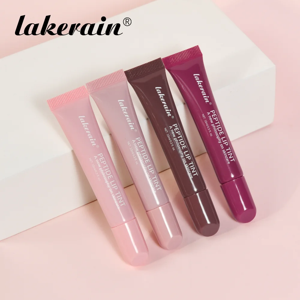 Getinte lippenbalsemset - 4-delige peptide hydraterende lippenbalsem, gelei lippenbalsem, Valentijnsdag lipmake-up cadeau voor vrouwen