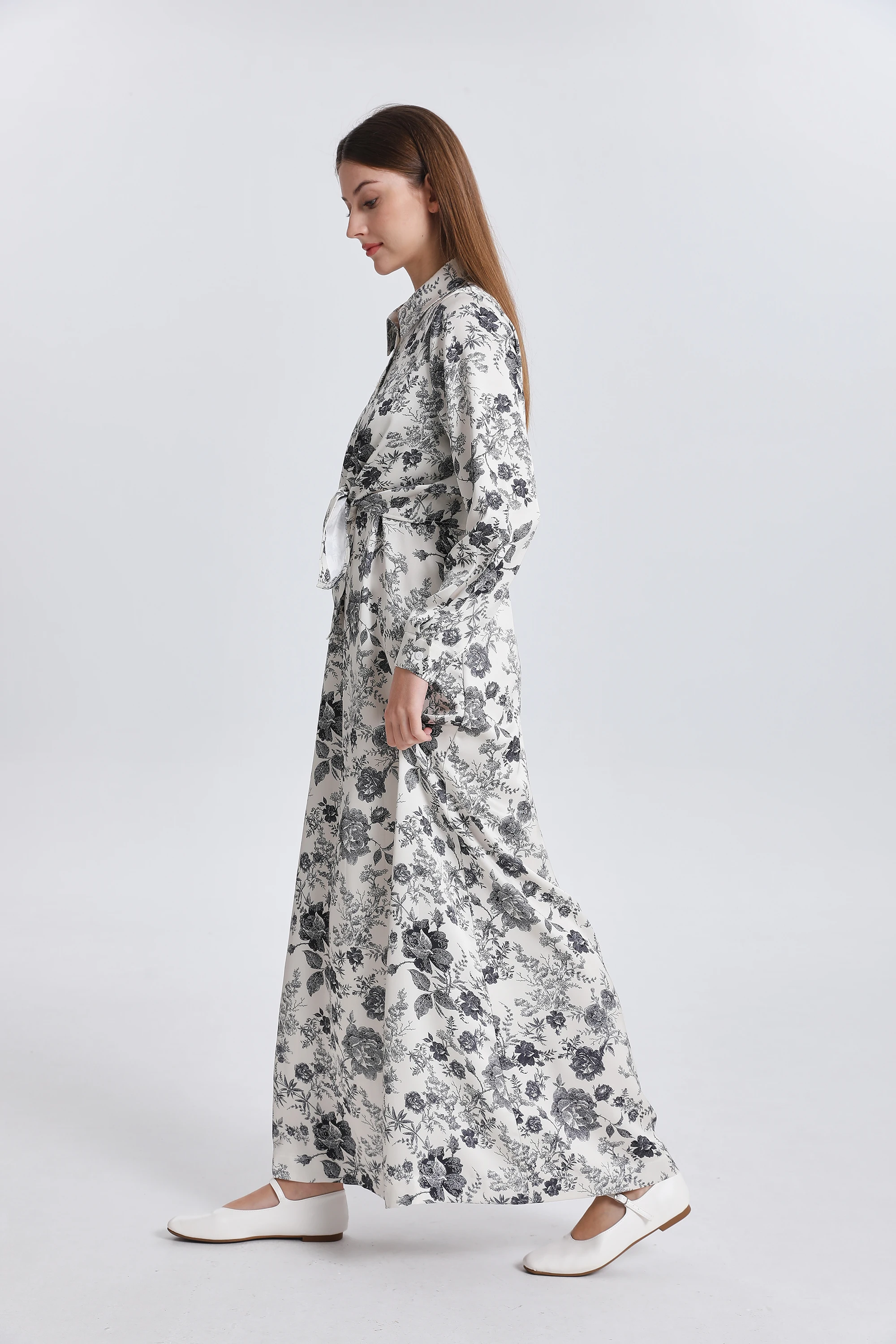 AP SS25 Women Floral Printing Satin Slip Dress Knitting Cardigan Elegant Skirt image 5