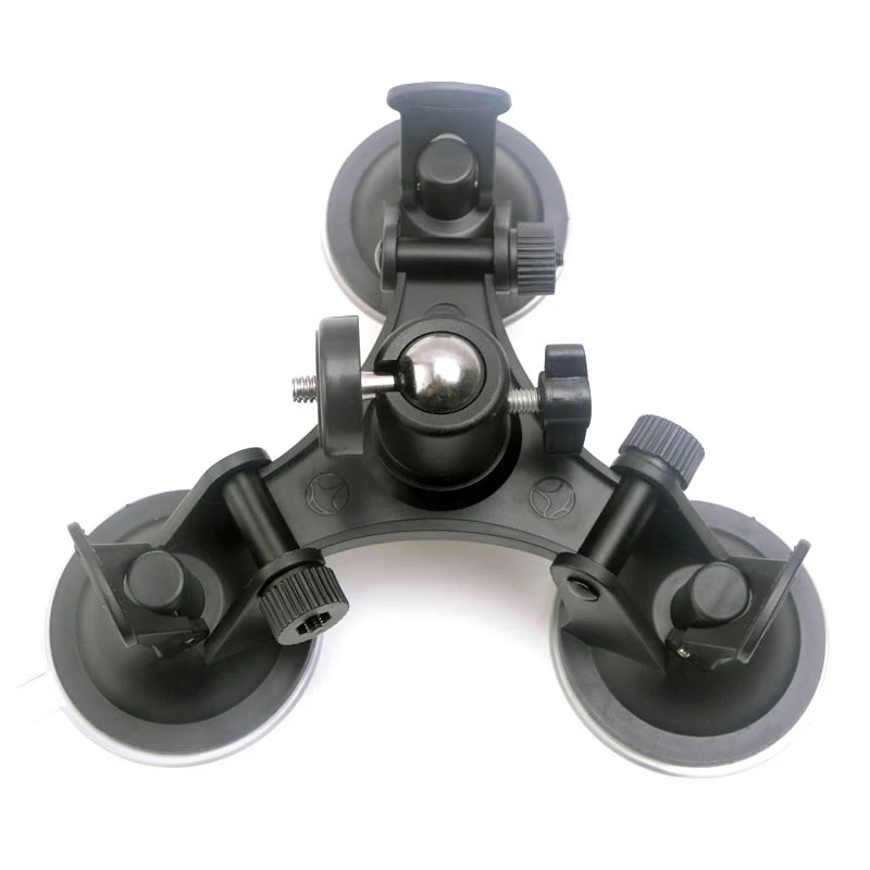 Triple Suction Cup Mount for DJI OSMO Action 4 3 Gopro 13 12 11 10 9 8 7 with 1/4" Standard Thread Adapter for Insta360 X4 X3 X2