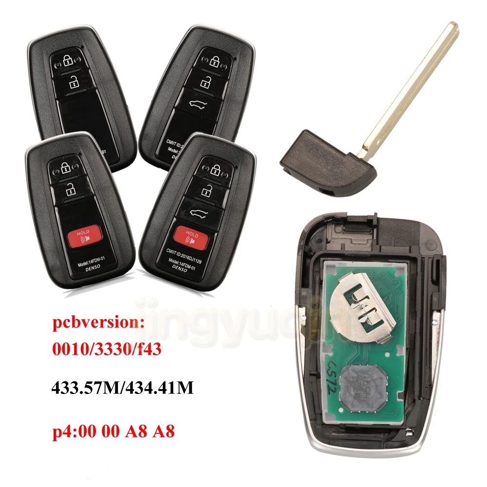 Jingyuqin مفتاح السيارة ثنائي التردد 433.57 متر/434.41 متر لتويوتا مفتاح ذكي لاند كروزر برادو 281451-3330 Pcbversion2/3/4B عن بعد فوب
