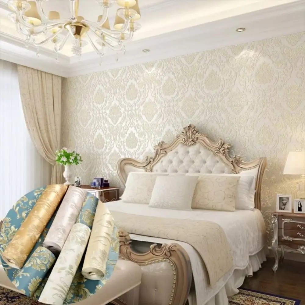 Thickened Peel and Stick Wall Sticker 3D Embossed European Style Non-Woven Wallpaper Non-Woven Material Waterproof