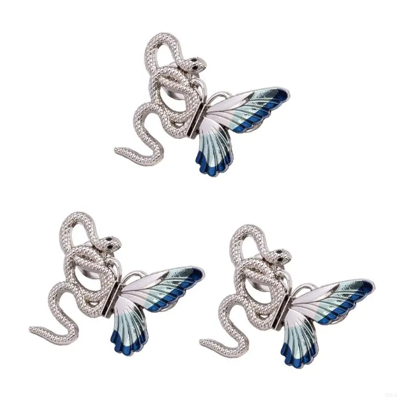 

68UA Snake Butterfly Waist Tightener Clip Set Of 3 Waist Adjusting Pin For Loose Jeans Pants Fitness Pin Waist Decoration