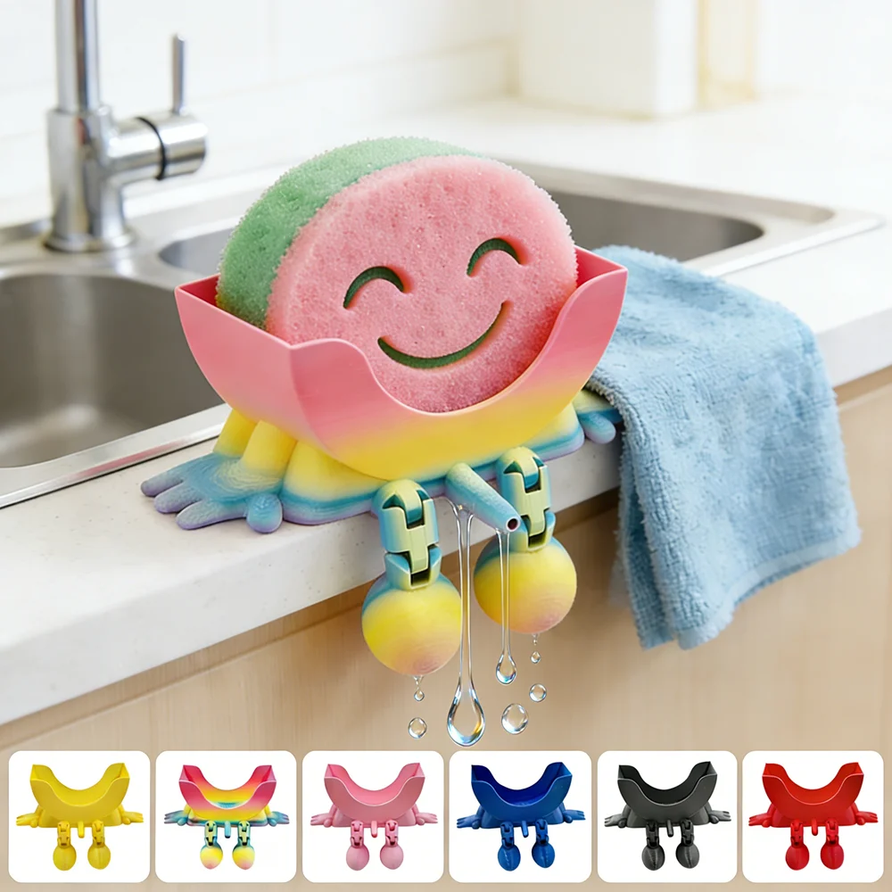 Smiling Face Sponge Holder with Drain, Sponges Soap Holder D