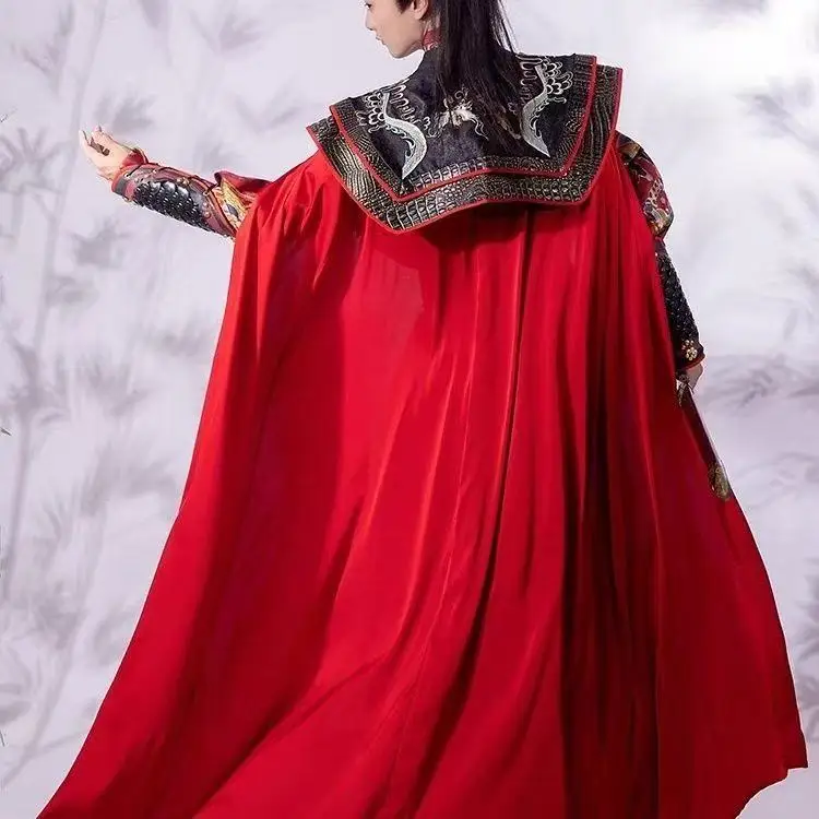 

Vintage Wuxia Hanfu Cloak for Men Traditional Chinese Ming Dynasty Embroidery Robe Heavy Industry Carnival Cosplay Long Cape Boy