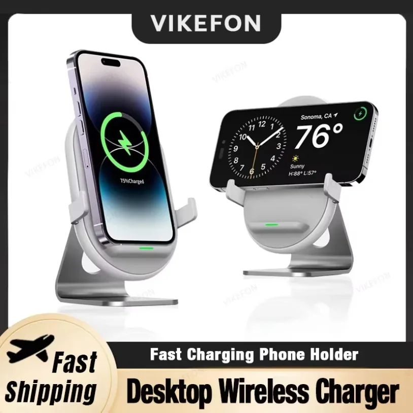 

VIKEFON настольный держатель для мобильного телефона с беспроводной зарядкой, подставка для ленивого телефона для iPhone 16-12, Samsung S24, станция быстрой зарядки Xiaomi