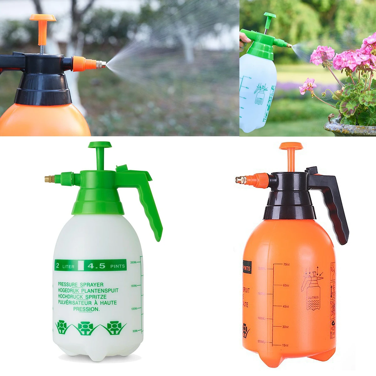 2L Pressure Sprayer Spray Weed Killer Chemical Water Manual Pump Bottle Garden