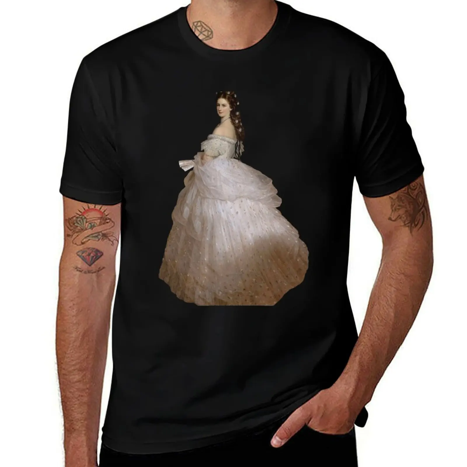 

Empress Sisi Elisabeth of Austria - Painting Detail T-Shirt blue lock plus sizes new edition outfits for men