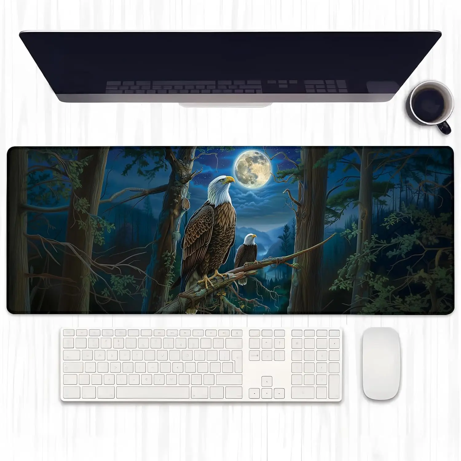 

Игровой коврик для мыши Full Moon Eagle Expansion Eagle in Forest, настольные коврики, клавиатура для ноутбука, аксессуары для ПК, прочные края сшивания