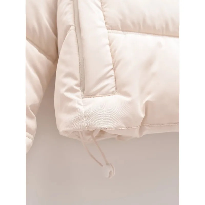 Traf zr casaco com capuz para mulheres casacos acolchoados sólido recortado parka de neve elegante casaco feminino de luxo quente casacos de inverno