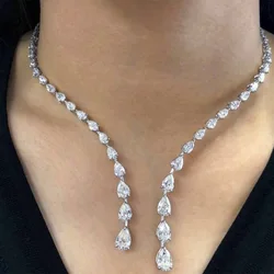 Stonefans Fashion Zircon Water Drop Collar Necklace Jewelry for Women Baroque Clavicle Chain Crystal Open Collar Choker Necklace