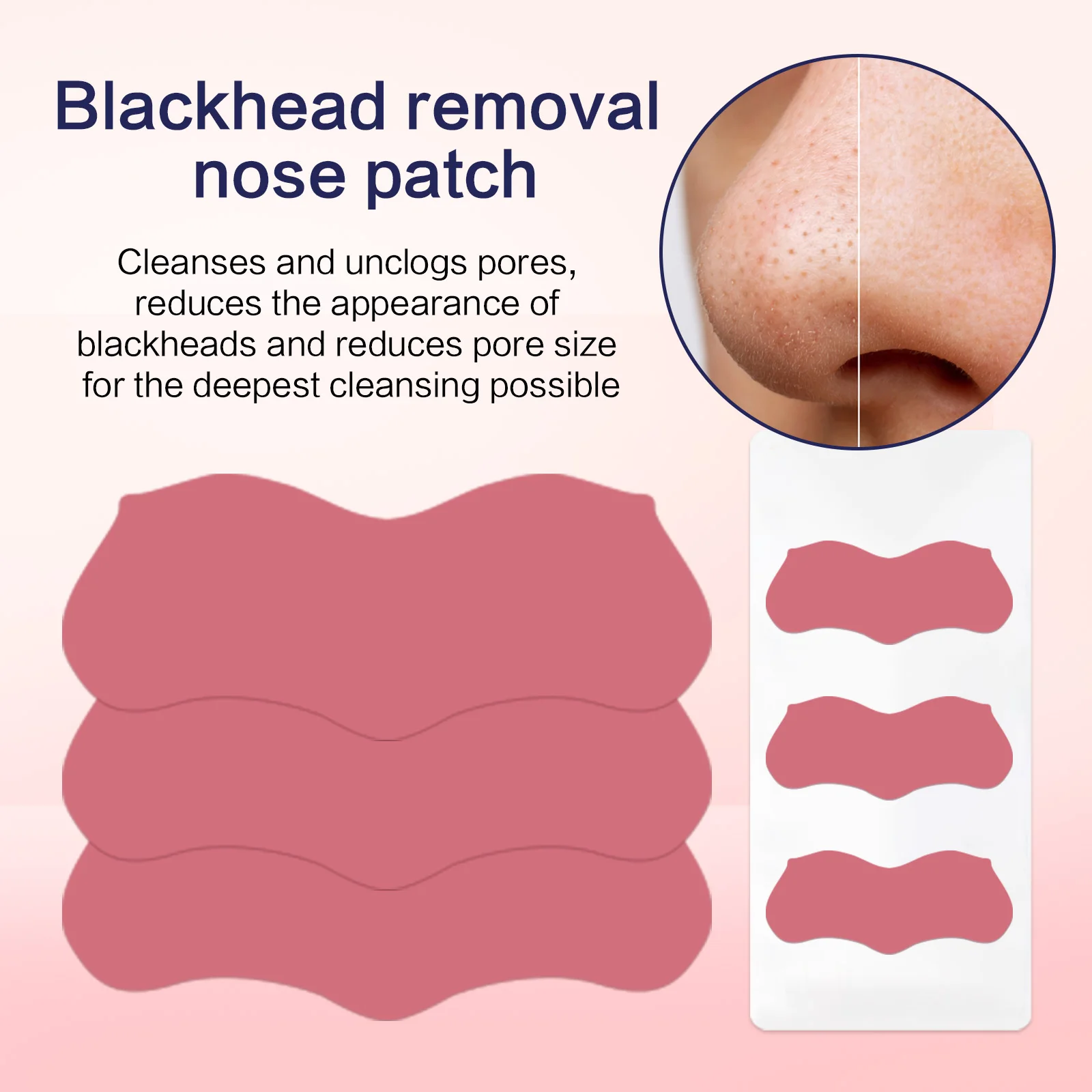 3 stks/doos Mee-eter Neusstrips Roze/Zwart Diepe Reiniging Neusvlek Facial Dot Stickers Neusmasker Shill Voor Acne & Zwart Hoofd