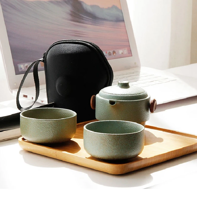 AS94-Japanese-Style Teapot Lid Bowl Teacup Handmade Portable Travel Office Tea Set