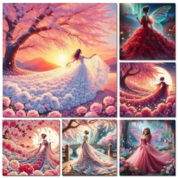 Diamond Painting New 2024 Fantasy Flower Fairy Rose Dress 5D DIY Full Diamond Mosaic Art Cartoon Embroidery Home Decorations