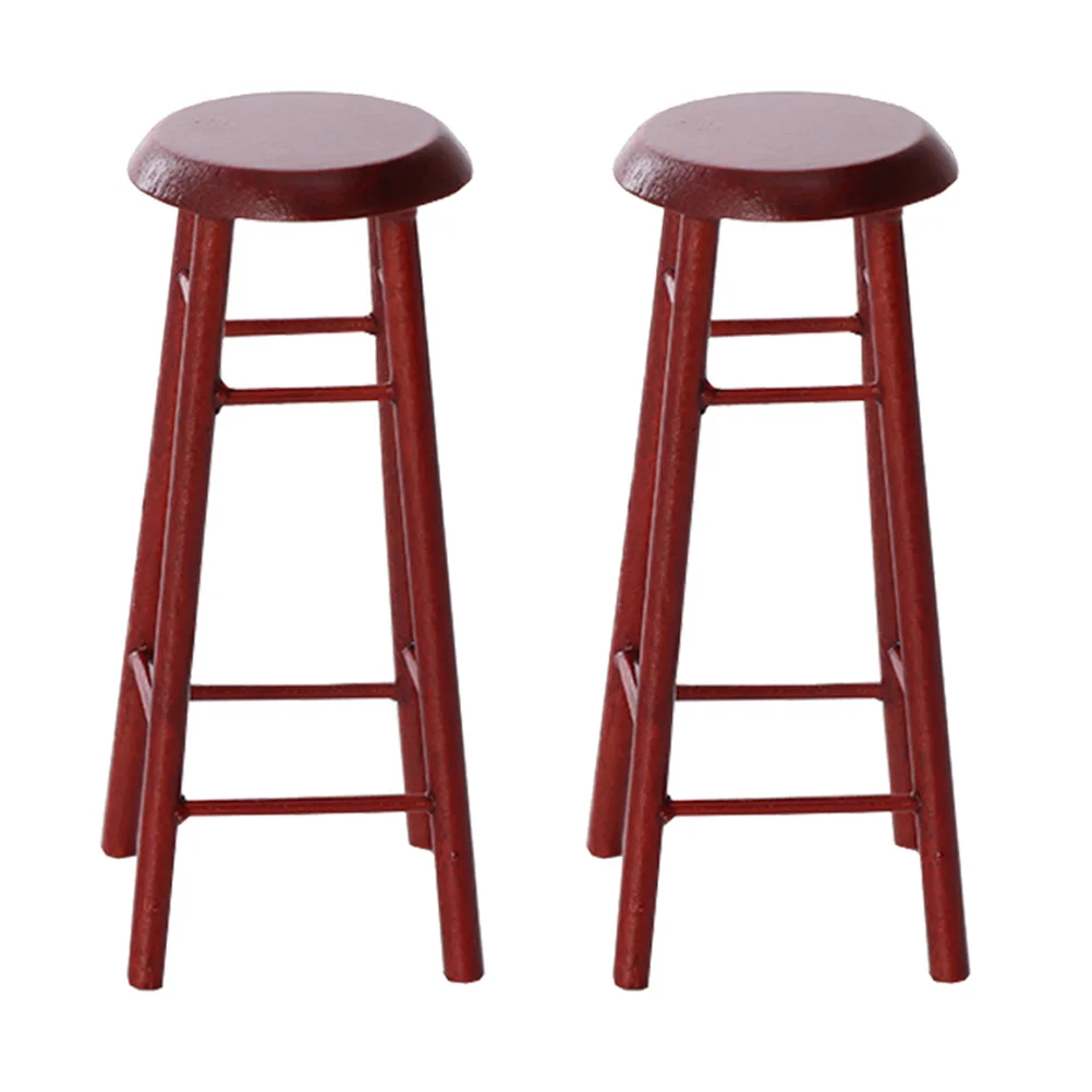 Dollhouse Stool Mini Accessories Furniture Model Chair Toy Miniature Supplies Wooden Bar Simulated