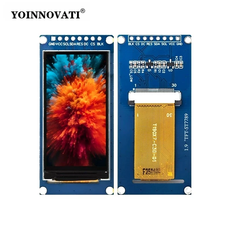1.9 Inch IPS TFT LCD Display Module - 170x320 HD SPI Serial Port Screen (ST7789 Driver, Full Viewing Angle, Color)