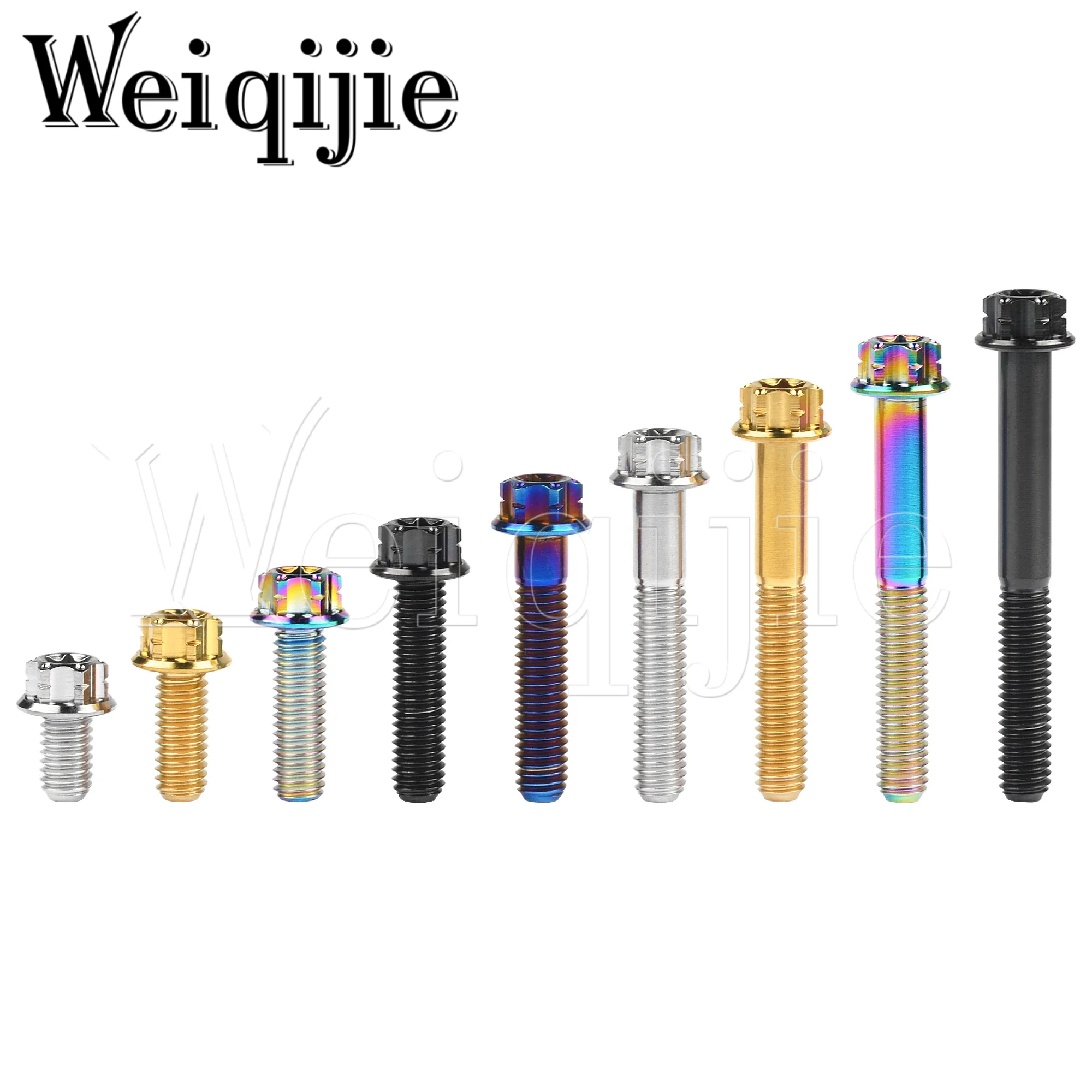 Weiqijie 6pcs Titanium Bolts M6 x10 15 20 25 30 35 40 45 50mm Torx 30 Flange Head Screws for Motorcycle