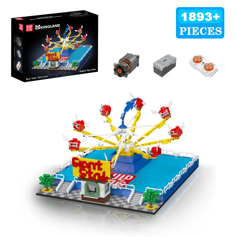 MOULD KING Dolphin Rotating Ride Model Electric Motorized Building Blocks MOC Bricks Dynamic Toy Kit for Kids Christmas Gift