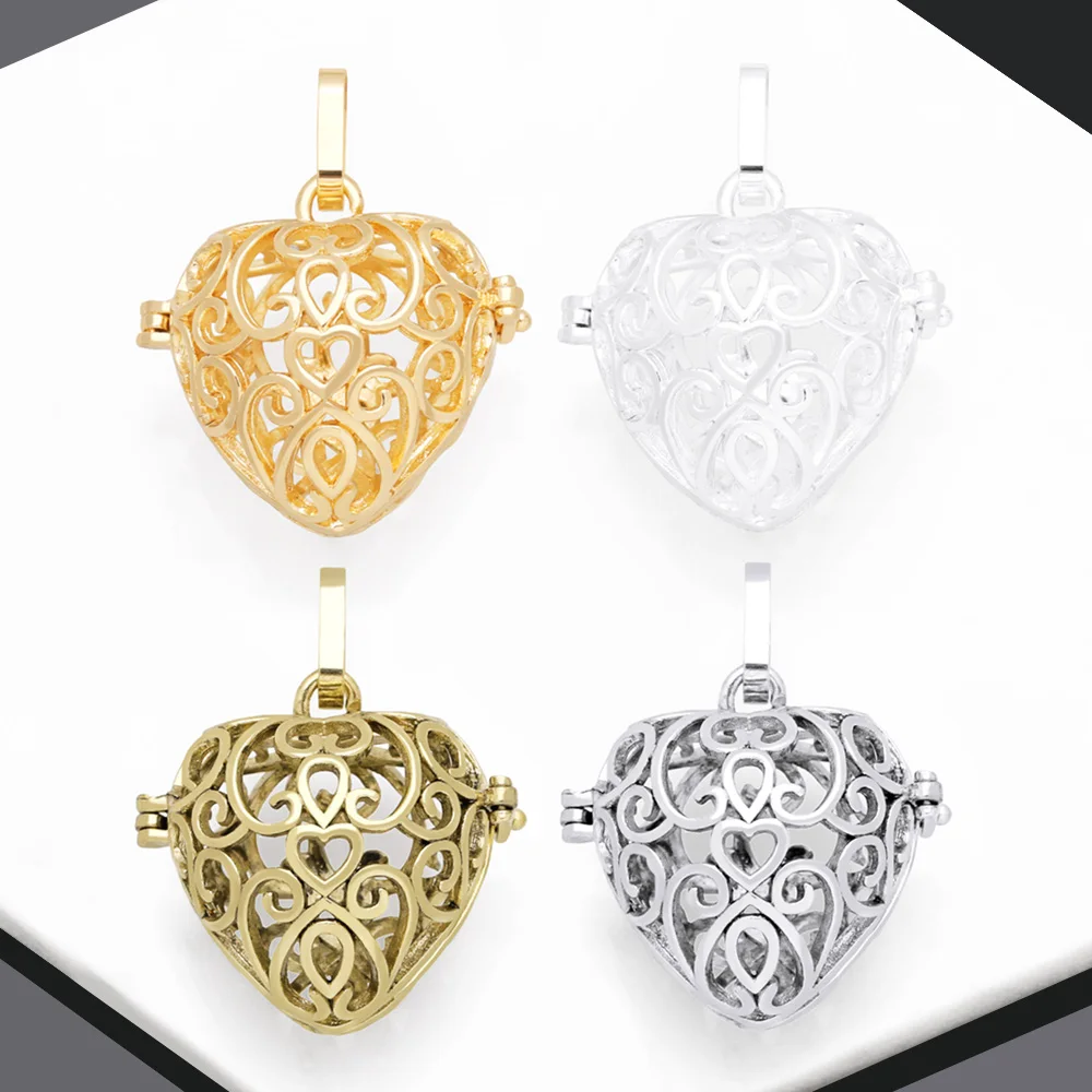OCESRIO Retro Gold Color Heart Harmony Ball Pendant for Necklace Copper Gold Plated Chime Bola Jewelry Making Supplies pdtb170