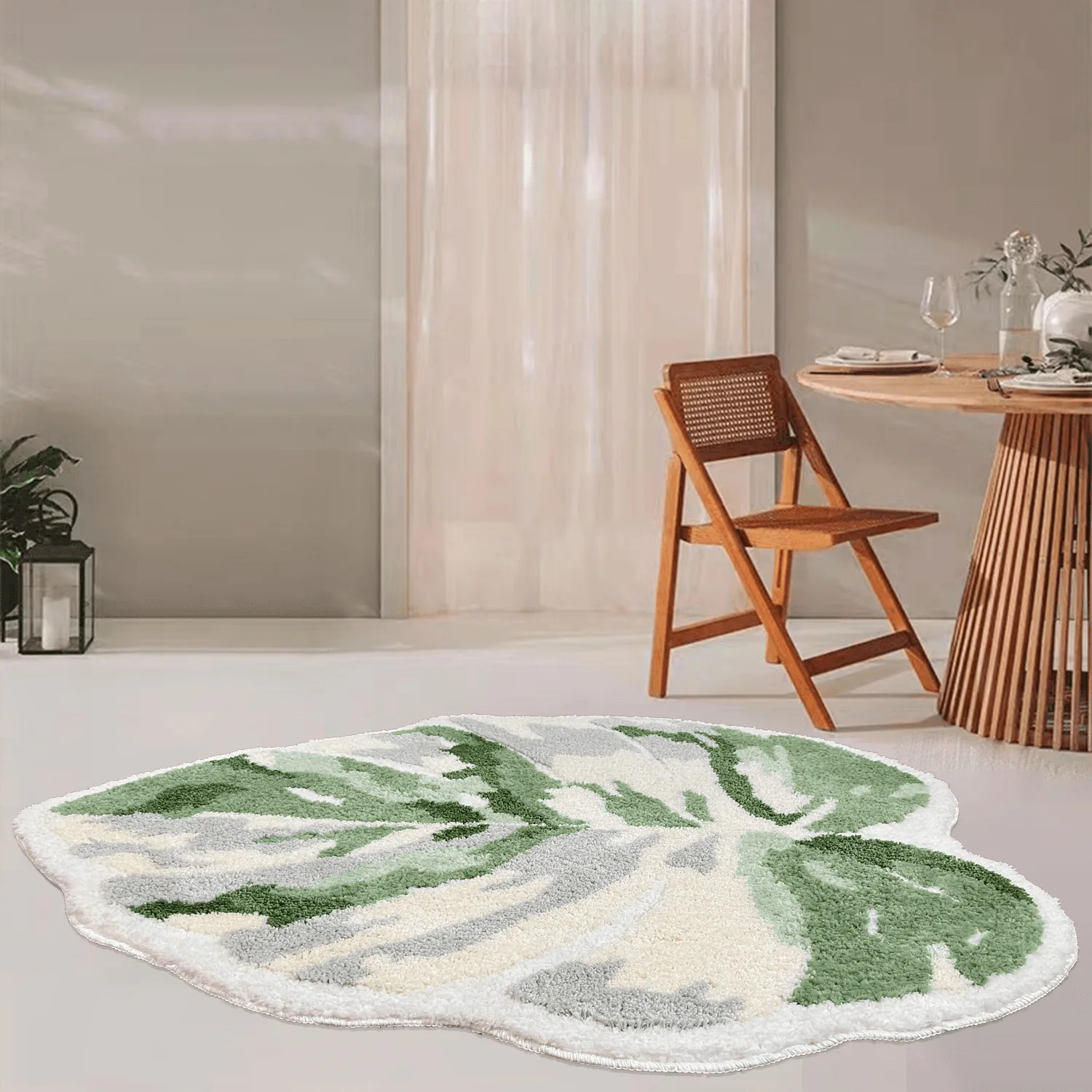 

Creative Flocking Leaves Doormat Thickened Tufted Kitchen Rug Home Decor Non Slip Bathroom Mat Soft Entrance/Hallway Carpet