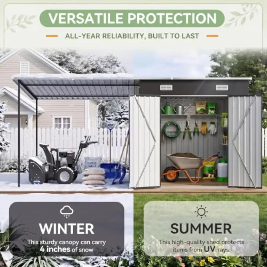 6x4FT Outdoor Storage Shed and Hardtop Gazebo Combo view 6
