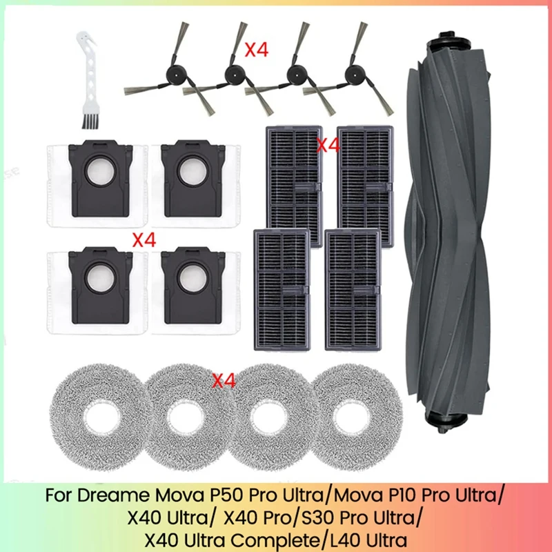 

18PCS For Dreame Mova P50 Pro Ultra/Mova P10 Pro Ultra X40 Ultra/ X40 Pro/S30 Pro Ultra/L40 Ultra Vacuum Cleaner Parts