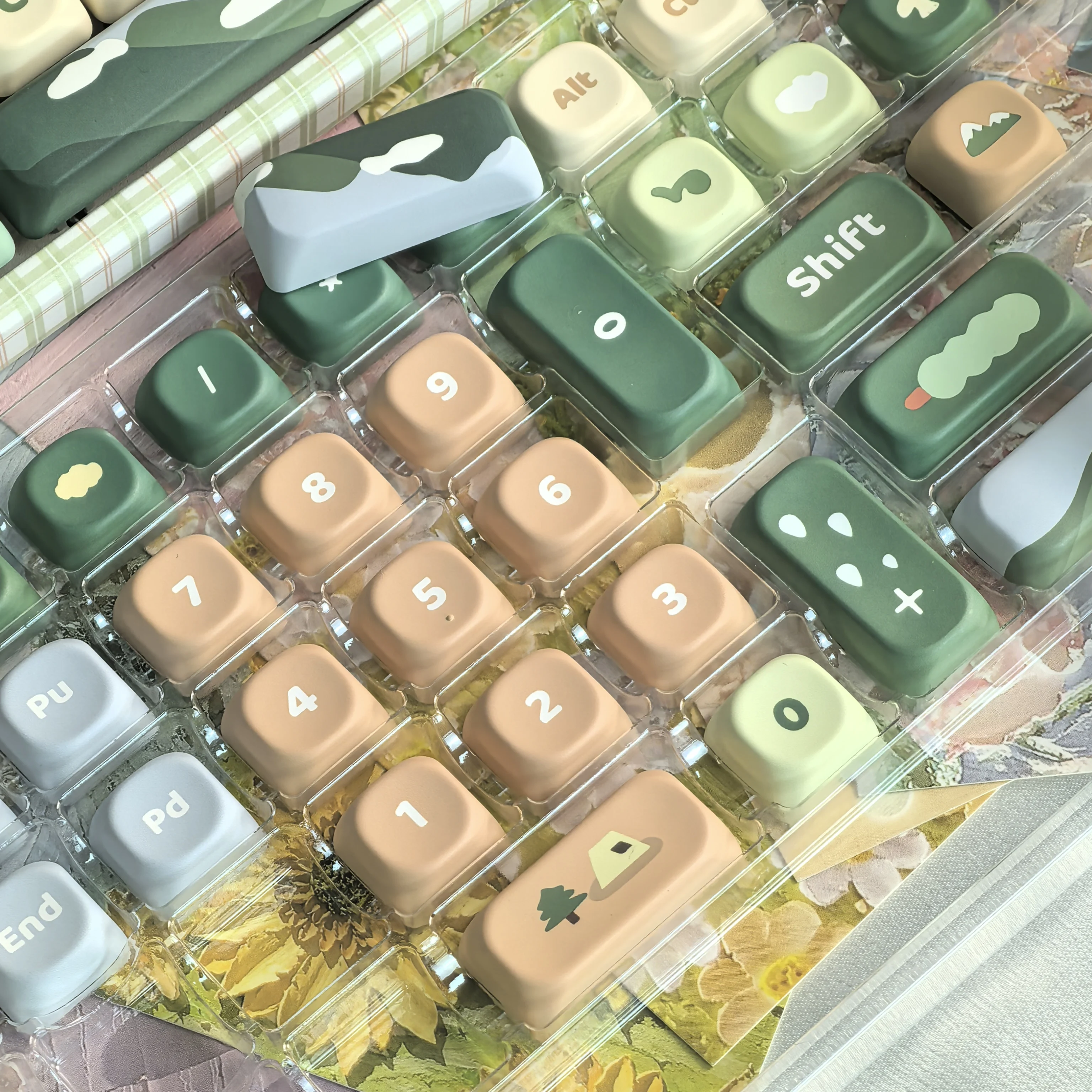 128key Green Cute Keycap MOA Height PBT For Mechanical Keyboard DIY Gift Journey Theme Mountain Element Pink Blue White Keycap