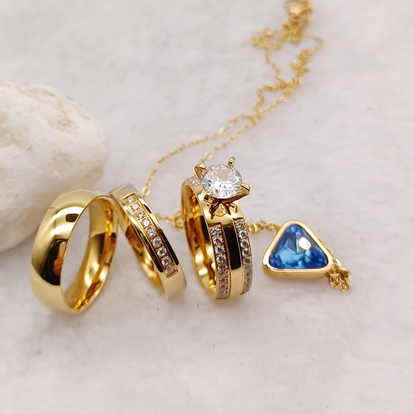 

Подвеска в виде сердца, позолоченные кольца, женское ювелирное изделие вечность, Cz Бриллиант, свадебные женские комплекты для невесты, ювелирные изделия для помолвки