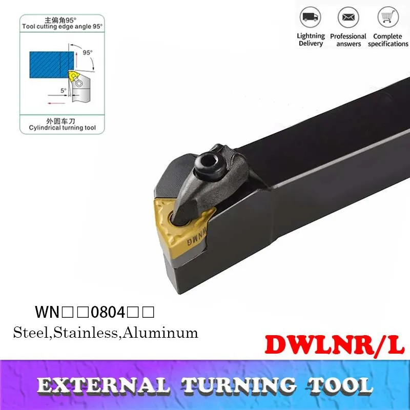 External Turning Tool Lathe Cutter DWLNR DWLNL DWLNR1616H08 DWLNR2020K08 DWLNR2525M08 Original Machine Metal Holder WNMG Insert