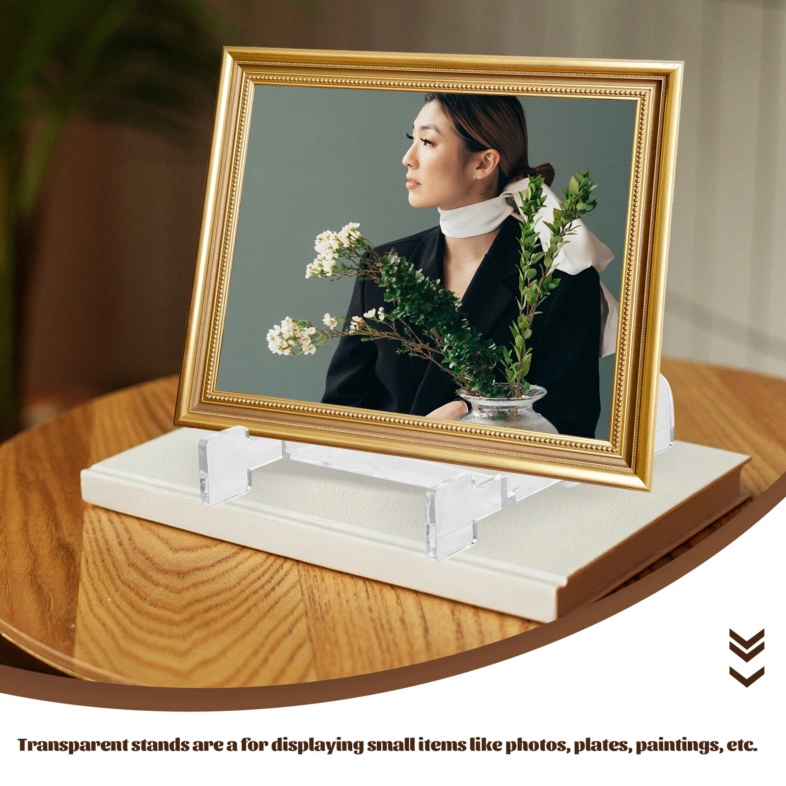 5Pcs Acrylic Plate Stands Transparent Display Holders for Photos Dishes Decor Modern Foldable Home Kitchen Organizer