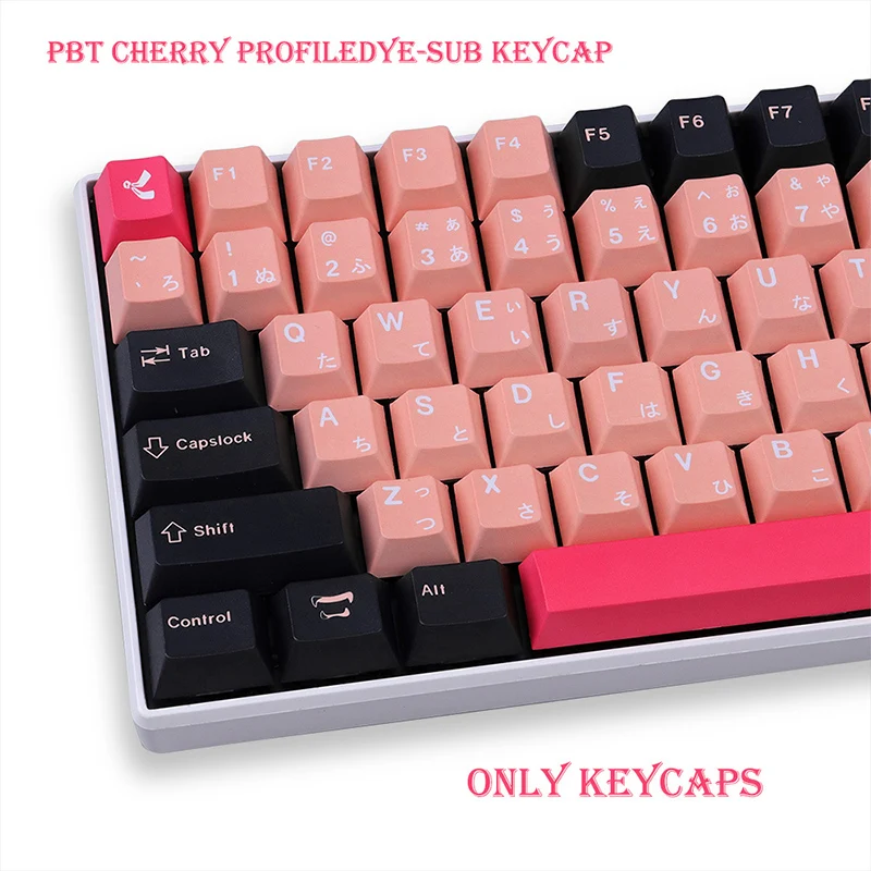 130 Keys PBT Keycap GMK Demongirl DYE-SUB Cherry Profile For Cherry MX Switch Mechanical Keyboard Personalized Custom IOS Pink