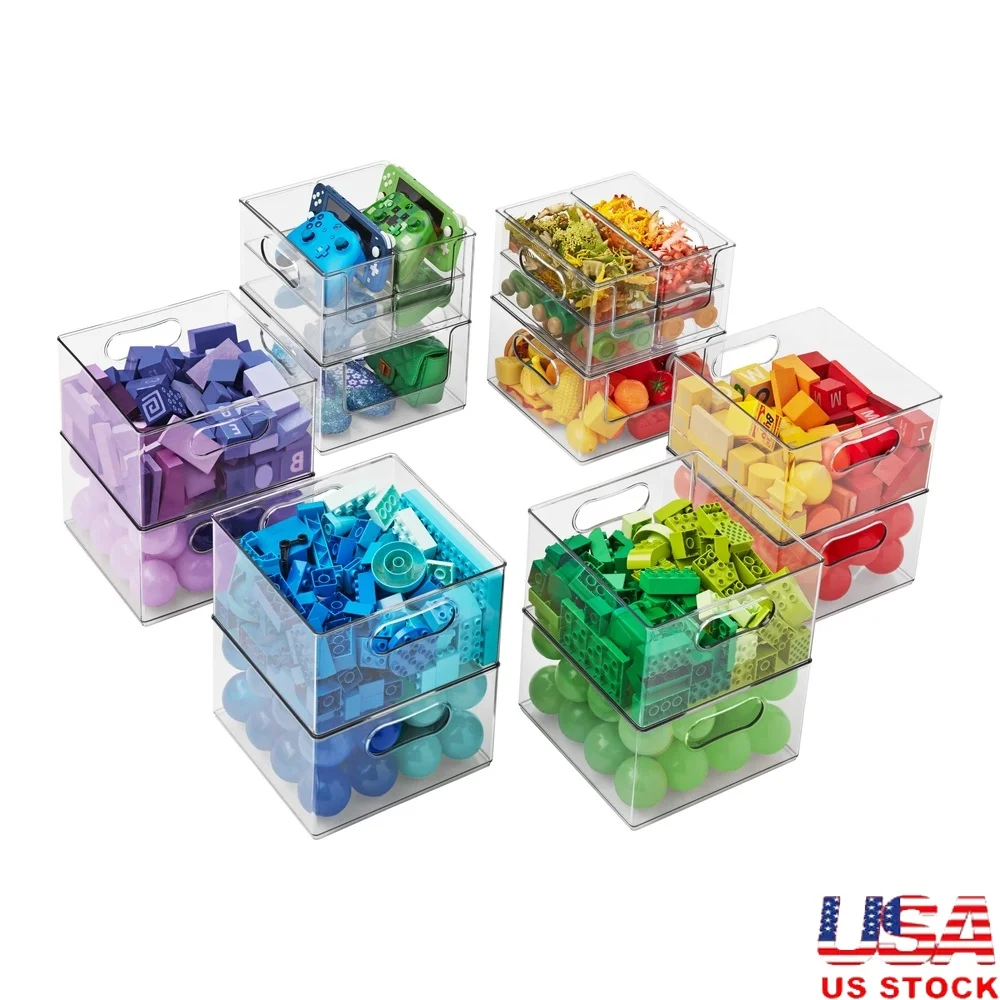 

20-Piece Clear Plastic Modular Storage Bins Stackable Organizers Ideal Home Office Kitchen Toy Classroom Craft Supplies