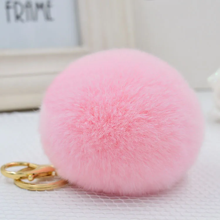 8cm Genuine Rex Rabbit Fur Ball Keychain Car Keyring Bag Pendant Pom Fluffy Key Chains