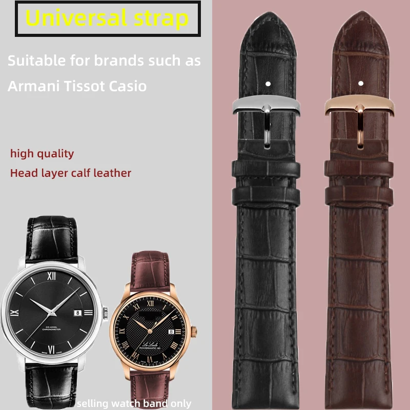 Perpanjangan ukuran Plus jam tangan kulit asli pria dan wanita untuk TISSOT Armani Longines Multi brand tali jam Universal 20