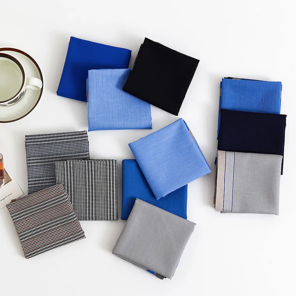 6 pezzi da uomo in puro cotone tinto fazzoletto estivo sottile assorbente del sudore pulire vecchio stile tinto a quadri morbido 43 * 43 cm