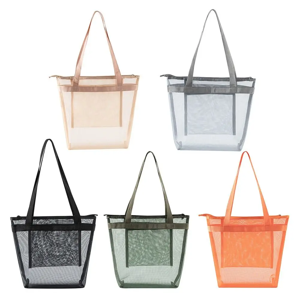 Large Capacity Mesh Beach Bag Quick Dry Foldable Mesh Tote Bag Lightweight Breathable Travel Storage Bag