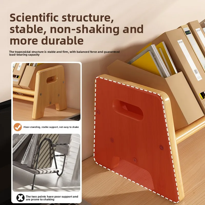 Bamboo Home Desktop Bookshelf Small Kids Book Rack Window Shelf Organizer Vertical Storage