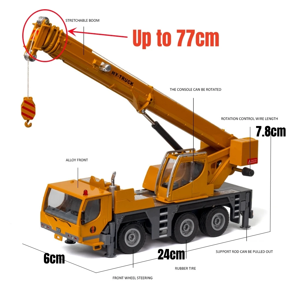 1/50 Heavy Truck Mounted Crane Car Toy For Children 1:50 Diecast Miniature Vehicle Engineering Model Collection Gift For Boys