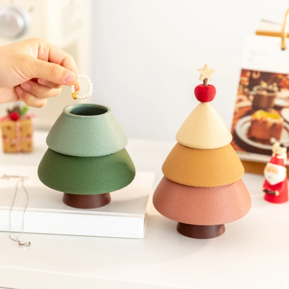 Christmas Tree Jewelry Box Trinket Storage Box Holiday Home Room Bathroom Desk Ornaments Jewelry Case Birthday Gifts for Women