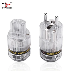 YYAUDIO Pair Transparent High End Rhodium Plated Schuko AC power plug+IEC power connector