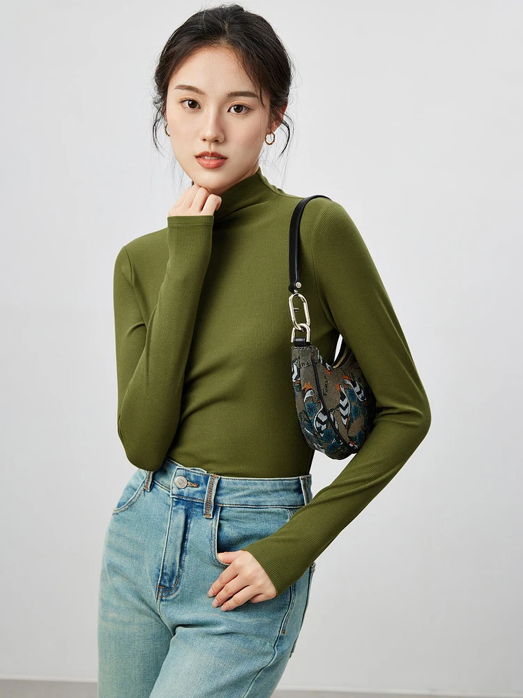 

Winter Mulberry Silk Thick Brushed T-shirt Women Warm Thicken Slim Self-heating Base Layer Shirt,Bottoming Tops