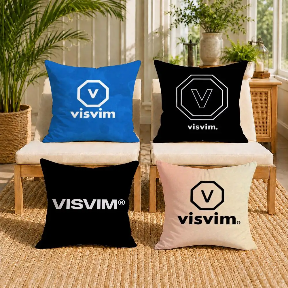Brand Design V-Visvim Cushion Cover Breathable Short Plush Pillow Case Wrinkle-Resistant Machine-Washable For Easy Care
