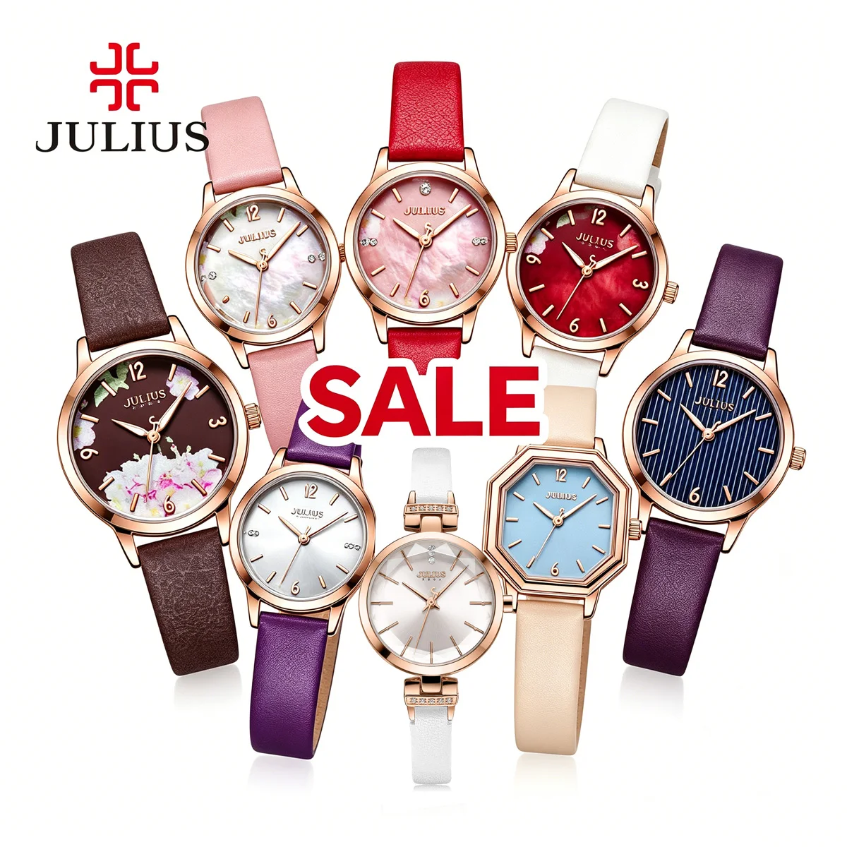 

SALE!!! Final Sale Discount Julius Women's Watch Japan Quartz Real Leather Girl's Hours Fashion Clock No Box