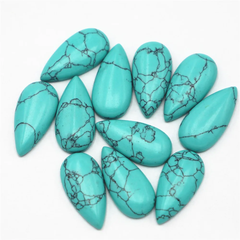 30x15mm Natural Stone Turquoise Pear Shape Cabochon Setting Bead for Jewelry Clothes Accessories Wholesale 20pcs Free Shipping