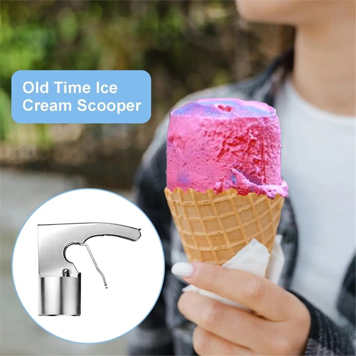 Ice Cream Scoop Big Volume Scoop Cylindrical Ice Cream Scoop with Trigger Release Ice Cream Accessories