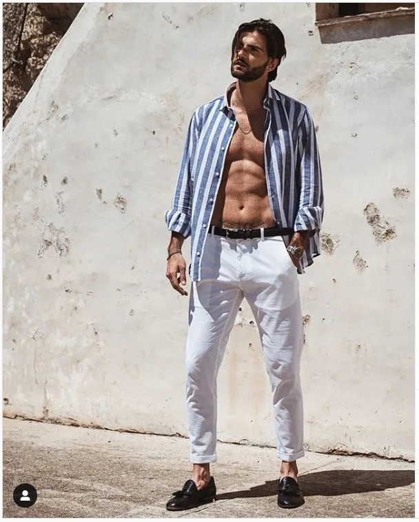 2026 Summer Men Striped Hawaiian Long Sleeve Shirt Loose Casual Vacation Beach Fashion Extra Large Size S 3XL Daily Travel Tops