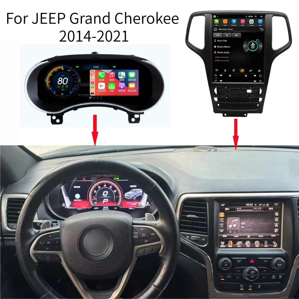 

LCD-экран Android для JEEP Grand Cherokee 2014-2021, цифровая приборная панель, виртуальный кокпит, панель приборов, инструментальная панель