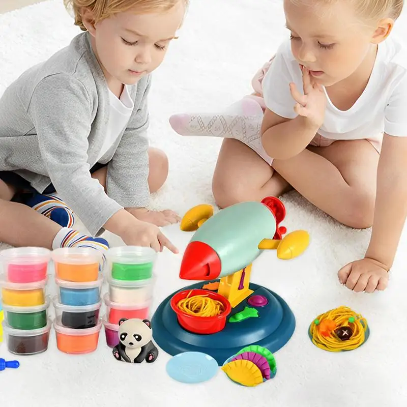 Rich Play Dough Clay Set Color Recognition Learning Play Dough Plasticine Tools Educational Modeling Clay Machine Toy For Kids