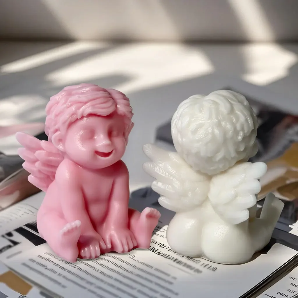 طفل الملاك شمعة الجص قالب صابون يدوي الصنع كريستال الملاك الصغير مع الجناح الايبوكسي الراتنج قالب قالب قالب من السيليكون