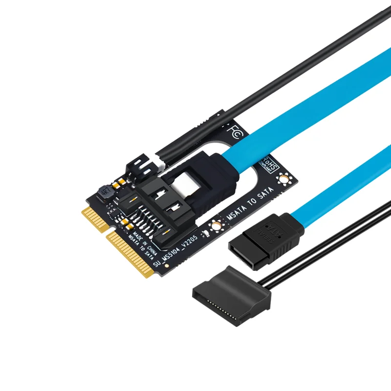 Mini SATA to SATA Converter with 7pin SATA3.0 Extension 5V Power Supply Cable mSATA to SATA Riser Board Adapter for 2.5