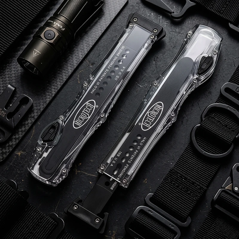 Micro Tech Pocket EDC Tool Halo VI Nylon Fiber Handle D2 Steel Tech Utility Knife Lightweight Portable  Folding Tools